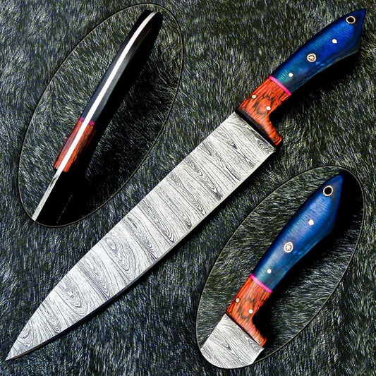 13" Professional Handmade Damascus Chef Knife – Hardwood Handle, 8" Blade
