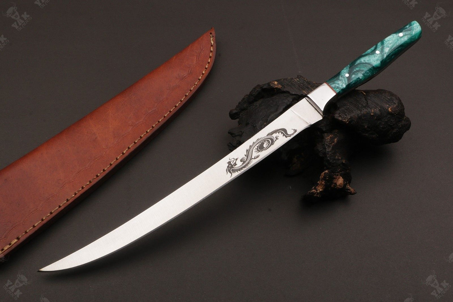 14" Custom Handmade D2 Steel Best Fillet Knife Fish Fillet Knife With Resin Handle 