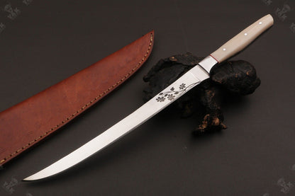 14" D2 Steel Fillet Hunting and Camping Knife Best Fillet Knife Fish Fillet Knife W/Sheath