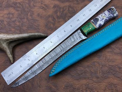 14" Hand Forged Damascus Fillet Knife Premium Fillet Knife with Sheath