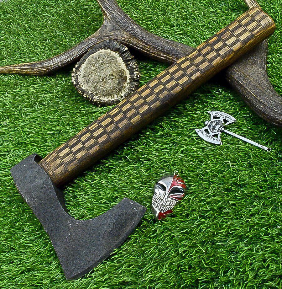 14" Handcrafted Carbon Steel Axe Viking Tomahawk Axe with Rosewood Handle & Sheath