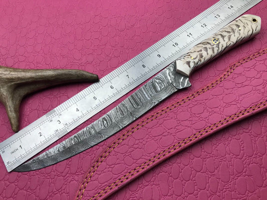 14" Handmade Damascus Fillet Knife Premium Damascus Steel Knife W/Sheath