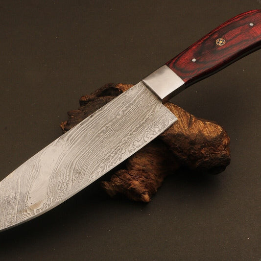 14" Handmade Twist Damascus Steel Bowie Knife – Wood Handle with Brass Guard