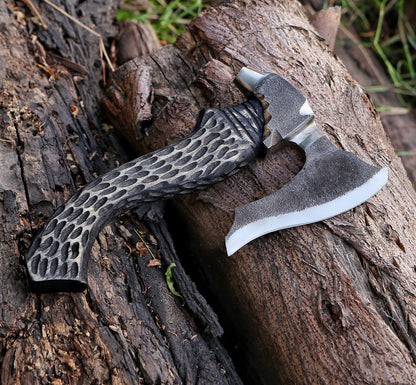 14 Inch Custom Handmade Forged Carbon Steel Axe Viking Axe for Sale with Leather Sheath 