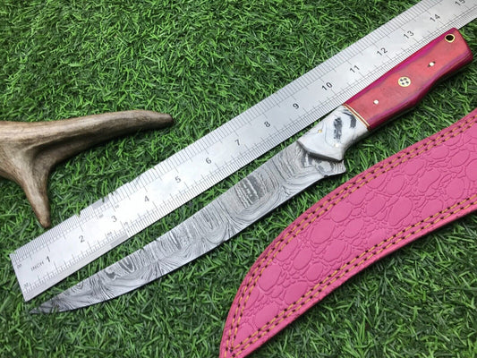 14"  Premium Damascus Fillet Knife Damascus Steel Knife W/Sheath
