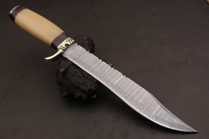 15.5 Inch Custom Handmade Twist Damascus Steel Bowie Knife with Resin Handle by Heritage Forge