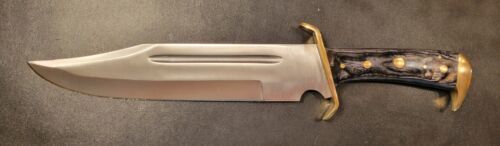 15" Handmade D2 Steel Timber Rattler Classic Bowie Knife with Leather Sheath