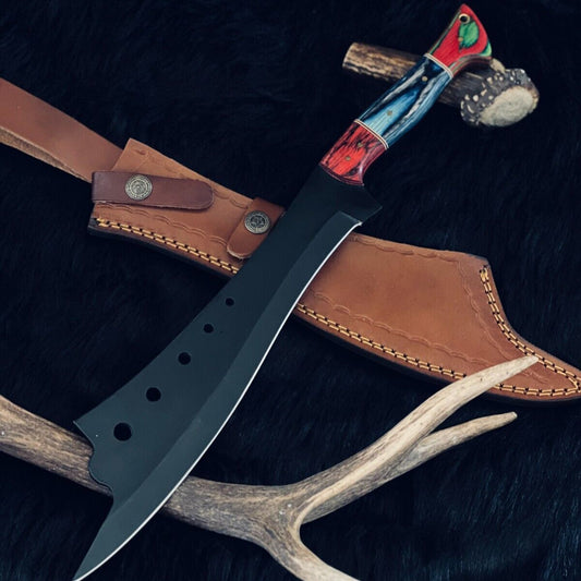 16.5" Handmade D2 Steel Machete Knife – Camel Bone & Wood Handle