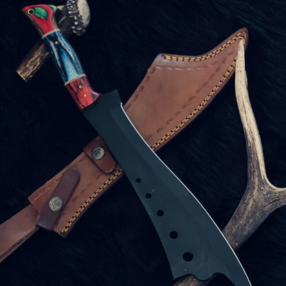 16.5 Inch Handmade D2 Steel Machete Knife with Camel Bone and Wood Handle