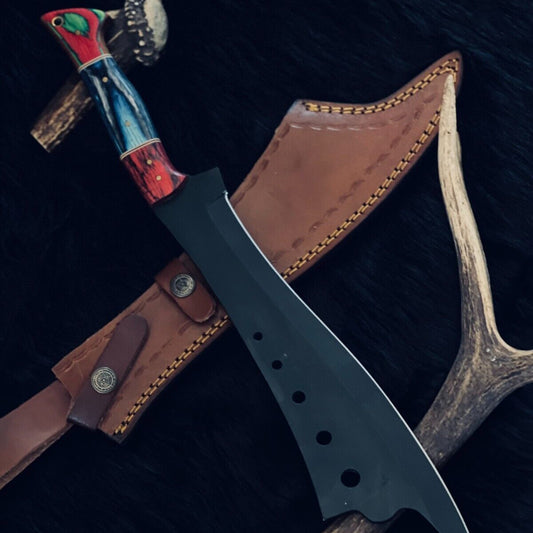 16.5 Inch Handmade D2 Steel Machete Knife with Camel Bone and Wood Handle