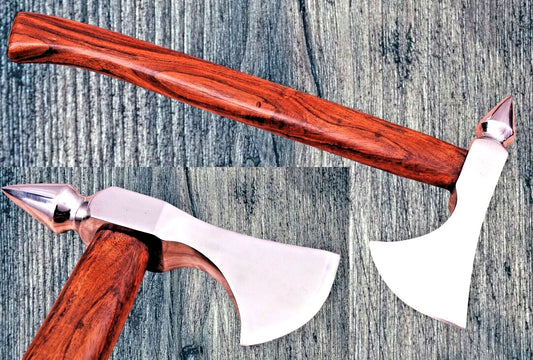 16” Custom Handmade Steel Axe Tactical Tomahawk Axe with Wood Handle & Sheath