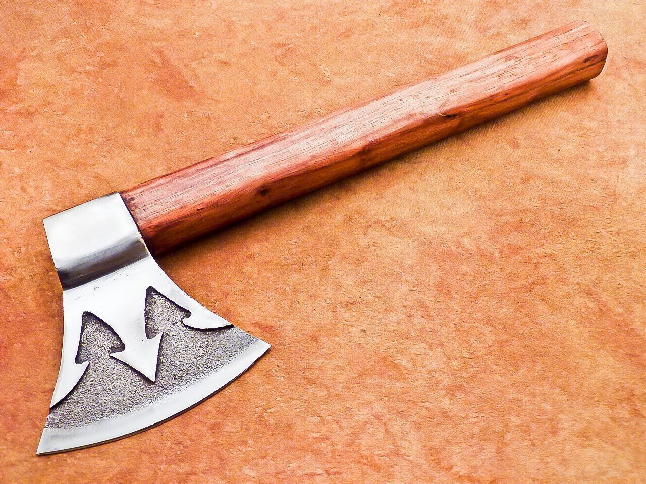 16" Hand Forged Steel Axe Viking Bearded Axe with Wood Handle and Leather Sheath