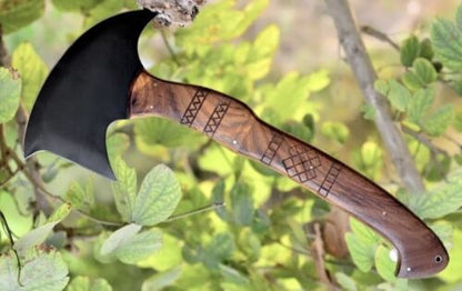 16" Handmade Carbon Steel Axe Viking Throwing Axe with Wood Handle & Leather Sheath