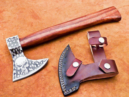 16 Inch Custom Handmade Steel Axe Viking Bearded Axe for Camping With Leather Sheath