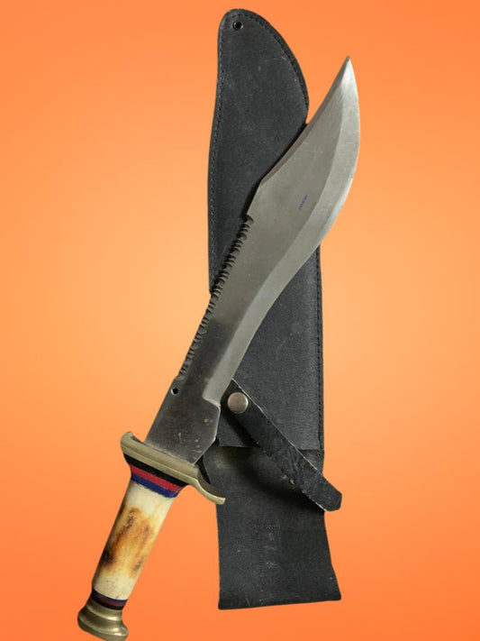 17" Custom Handmade D2 Steel Bowie Hunting Knife with 12" Blade & Leather Sheath