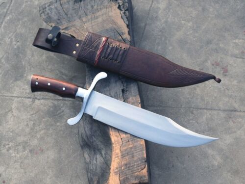 17" Custom Handmade D2 Steel Heavy Duty Survival Hunting Bowie Knife with Leather Sheath
