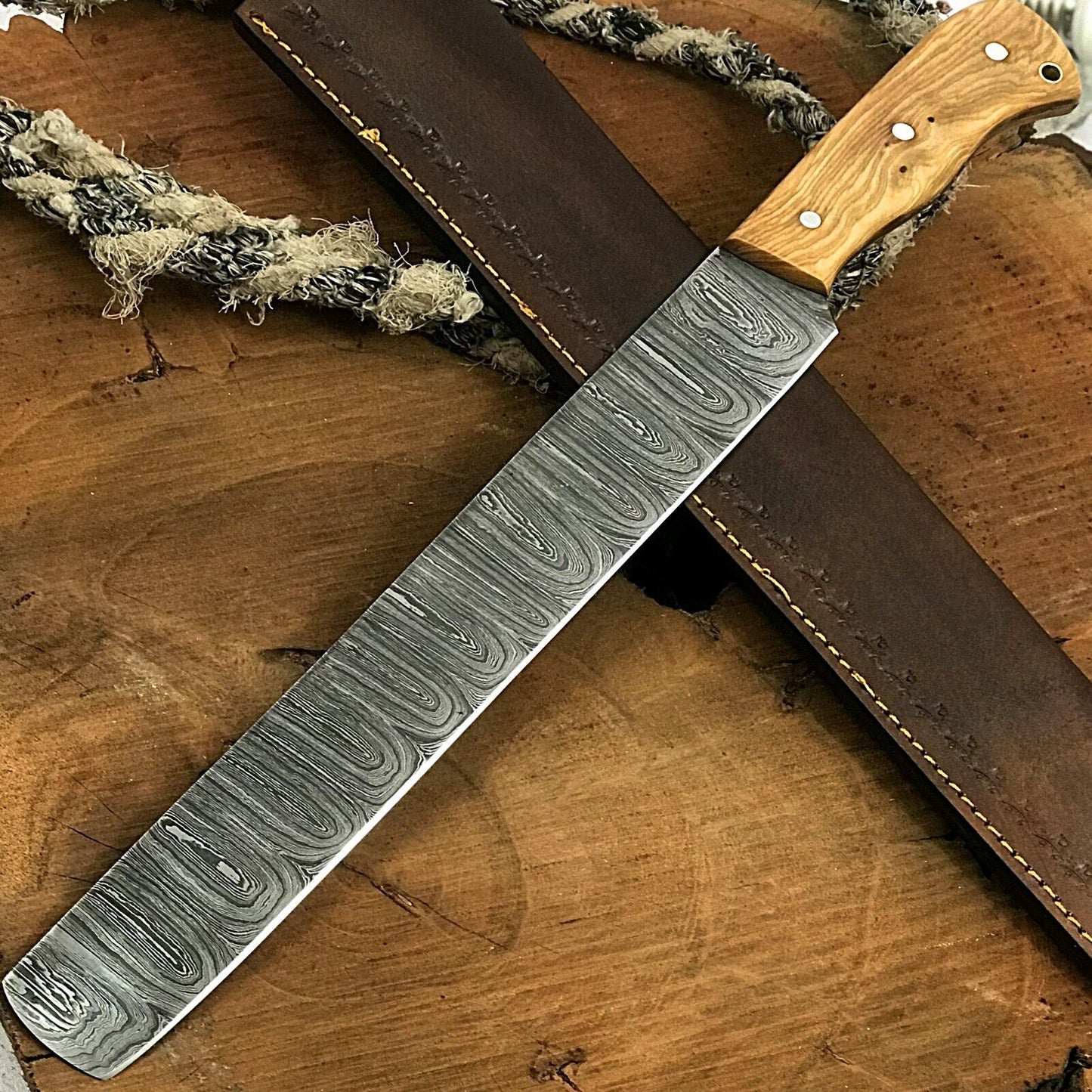 17" Custom Handmade Twist Damascus Steel Brisket Fillet Chef Knive
