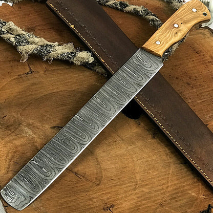 17" Custom Handmade Twist Damascus Steel Brisket Fillet Chef Knive