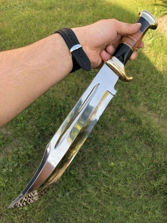 17" Handmade D2 Steel Hunting Survival Bowie Knife – Crocodile Dundee Style