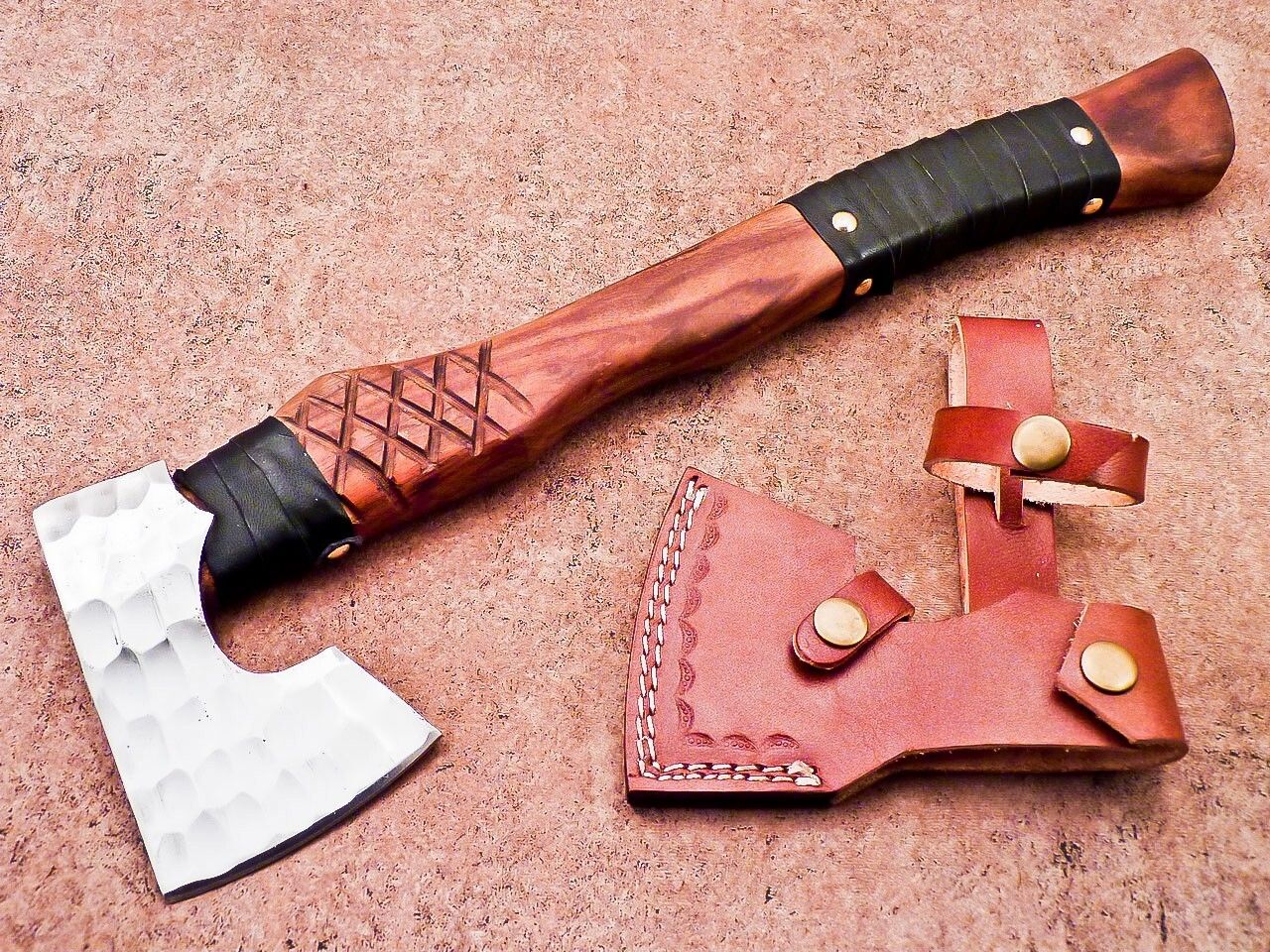 17 Inch Hand Forged Steel Axe Viking Axe for Sale With Wood Handle With Leather Sheath 
