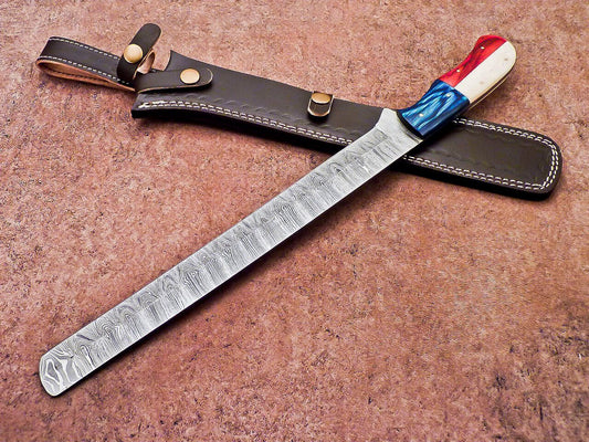 17" Professional Handmade Damascus Steel Bread & Chef Knife – Hardwood Handle