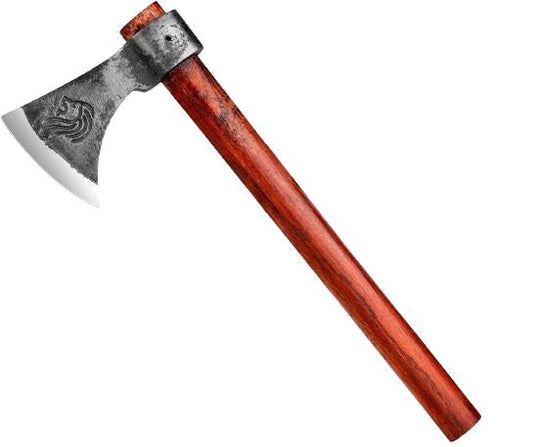 18" Custom High Carbon Steel Axe Viking Tomahawk Axe with Wooden Handle and Sheath 