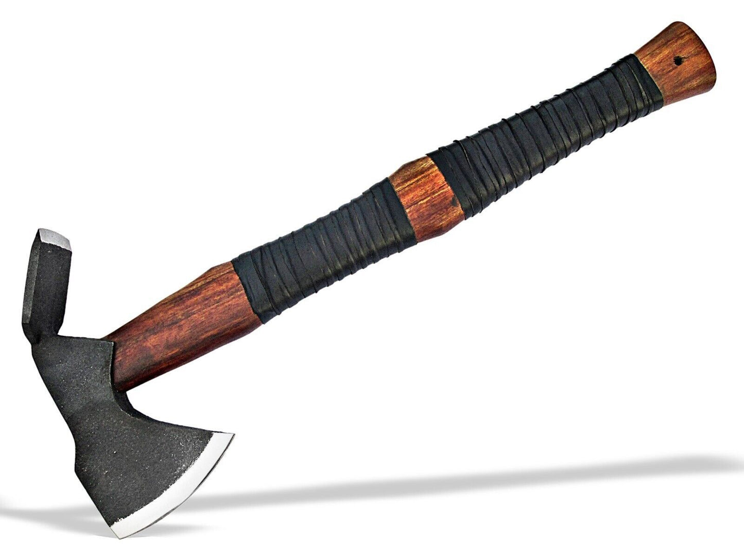 18" Hand Forged Carbon Steel Axe Hatchet Axe with Rosewood Handle & Leather Sheath