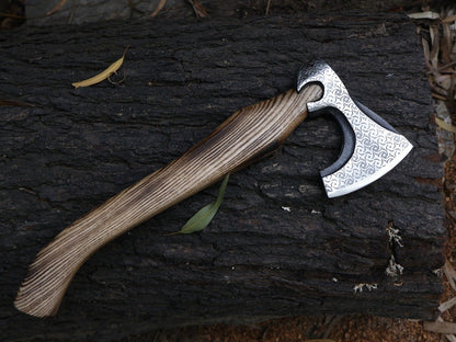 18" Hand Forged Viking Tomahawk Steel Axe Viking Axes with Ash Wood Handle and Sheath