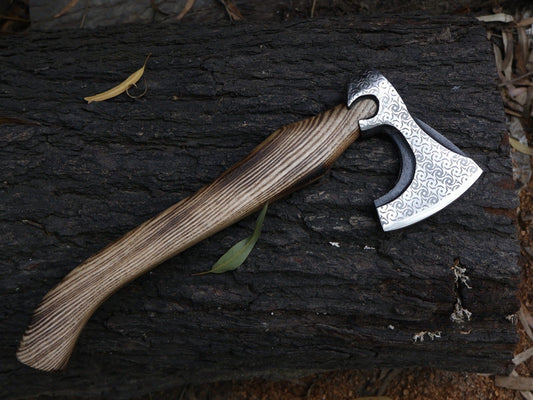 18" Hand Forged Viking Tomahawk Steel Axe Viking Axes with Ash Wood Handle and Sheath