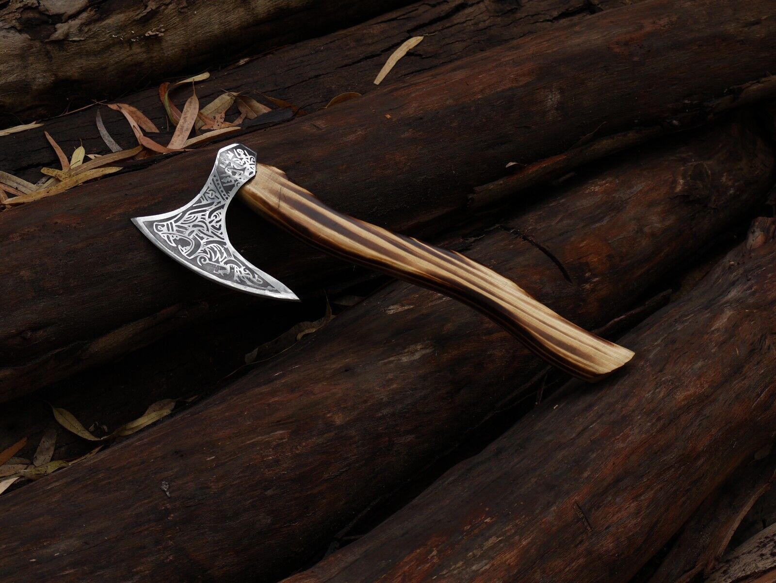 18" Handmade Viking Tomahawk Axe Carbon Steel Axe with Ash Wood Handle & Sheath