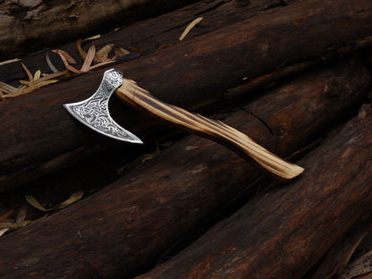 18" Handmade Viking Tomahawk Axe Carbon Steel Axe with Ash Wood Handle & Sheath