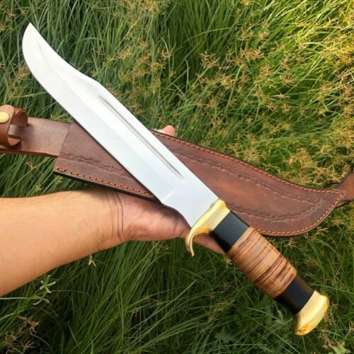 18 Inch D2 Steel Crocodile Dundee Bowie Knife with Bull Horn Handle