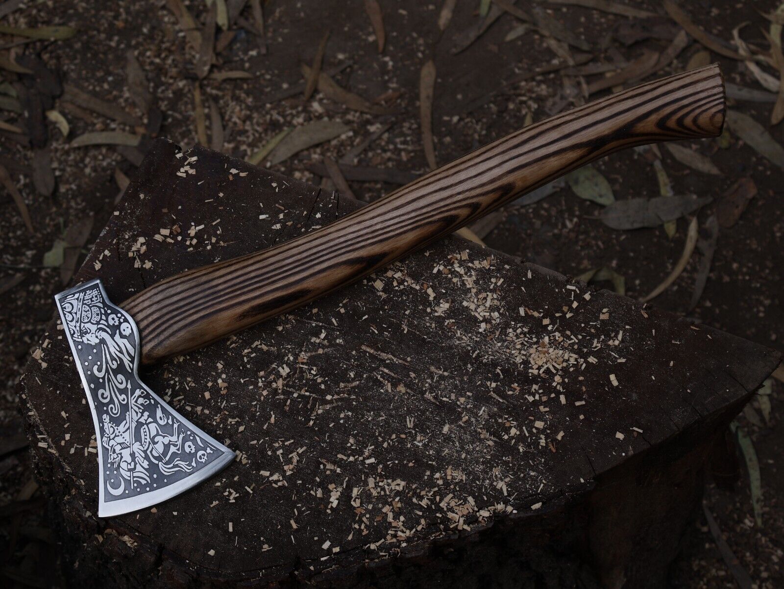 18 Inch Handmade Viking Throwing Axe with Ash Wood Handle and Leather Sheath