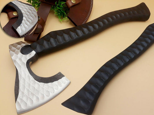 18 Inch Rare Custom Handmade D2 Damascus Blade Viking Tomahawk Axe Steel Axe W/Sheath
