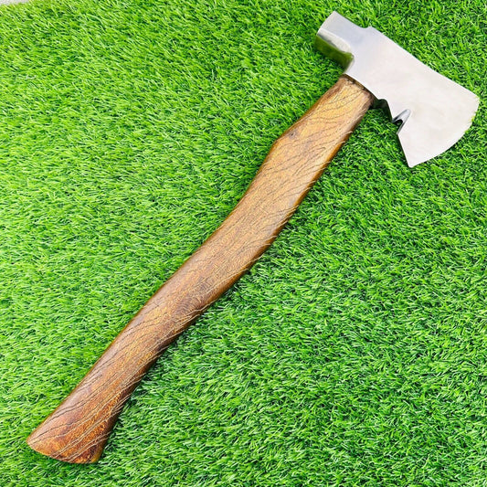19” Handmade Carbon Steel Axe Viking Bearded Axe with Natural Wood Handle & Sheath