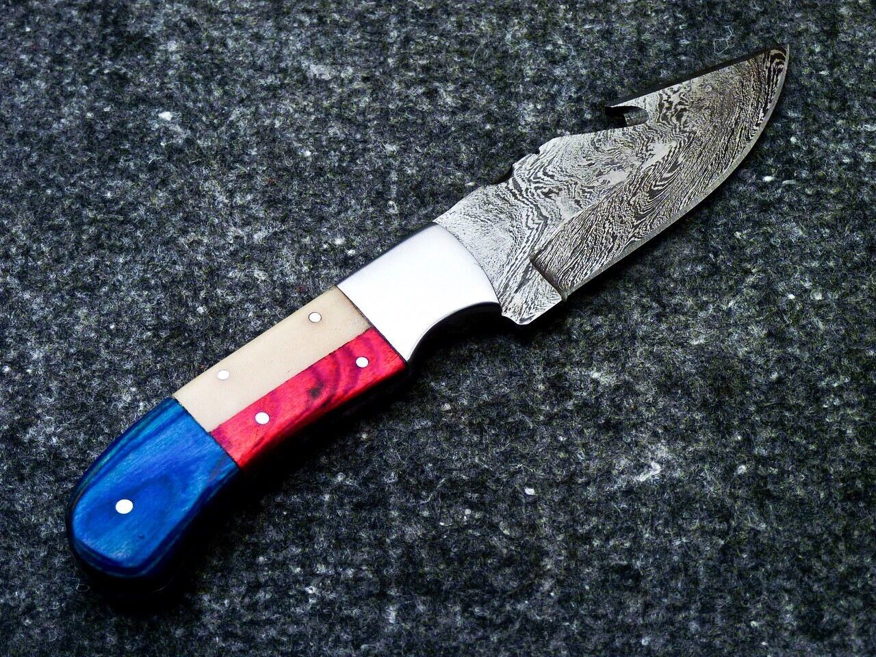 8" Handmade Damascus Steel Bowie Knife – Texas Flag Handle