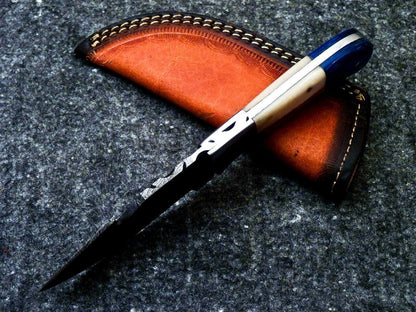 8" Handmade Damascus Steel Bowie Knife – Texas Flag Handle