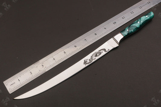 14" Custom Handmade D2 Steel Best Fillet Knife Fish Fillet Knife With Resin Handle