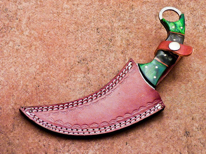 10”Damascus Karambit Knife Full Tang Damascus Steel Karambit With Horn and Wood Handle