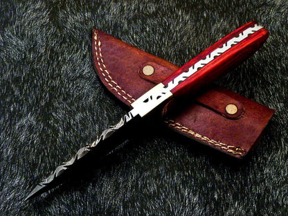 Heritage Forge 8 Inch Full Tang Damascus Bowie Knife with Hardwood Handle and Brass Bolster