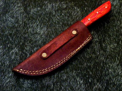 Heritage Forge 8 Inch Full Tang Damascus Bowie Knife with Hardwood Handle and Brass Bolster