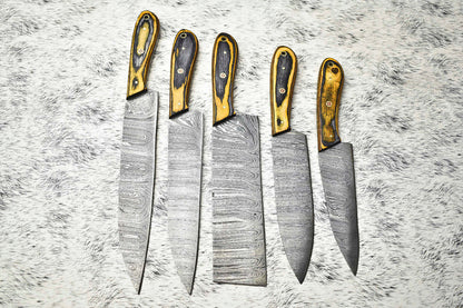 Lot of 4 PCS Custom Handmade Damascus Steel Full Tang Chef Knife Set