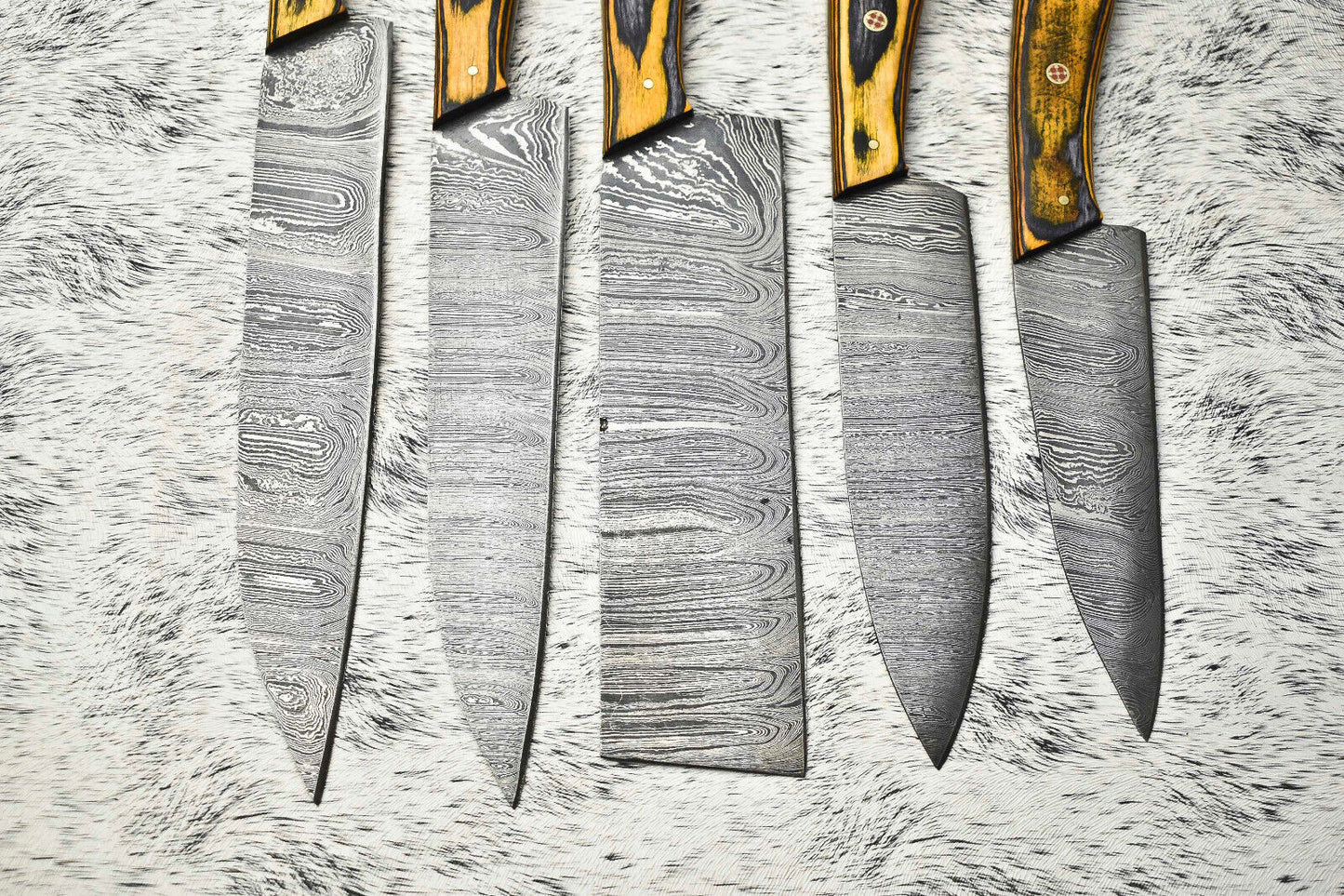 Lot of 4 PCS Custom Handmade Damascus Steel Full Tang Chef Knife Set