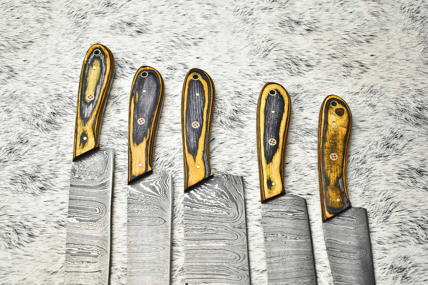 Lot of 4 PCS Custom Handmade Damascus Steel Full Tang Chef Knife Set