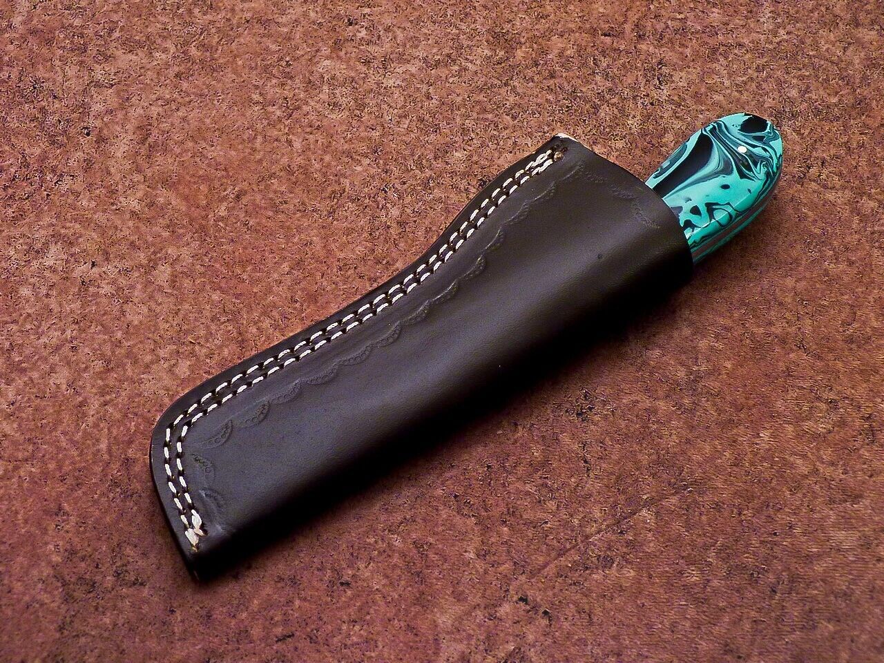 Hand Forged Damascus Steel Bull Cutter Knife Custom Cowboy Bull Cutter Knife with Resin Handle