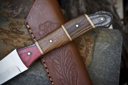 10" Hand Forged AUS-8 Steel Skinner Knife | Walnut Wood Handle | Heritage Forge Hiking & Hunting Knife