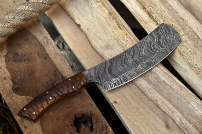 Forged Clever Chopper Chef Knife Fire Damascus Hard Wood EDC Rare
