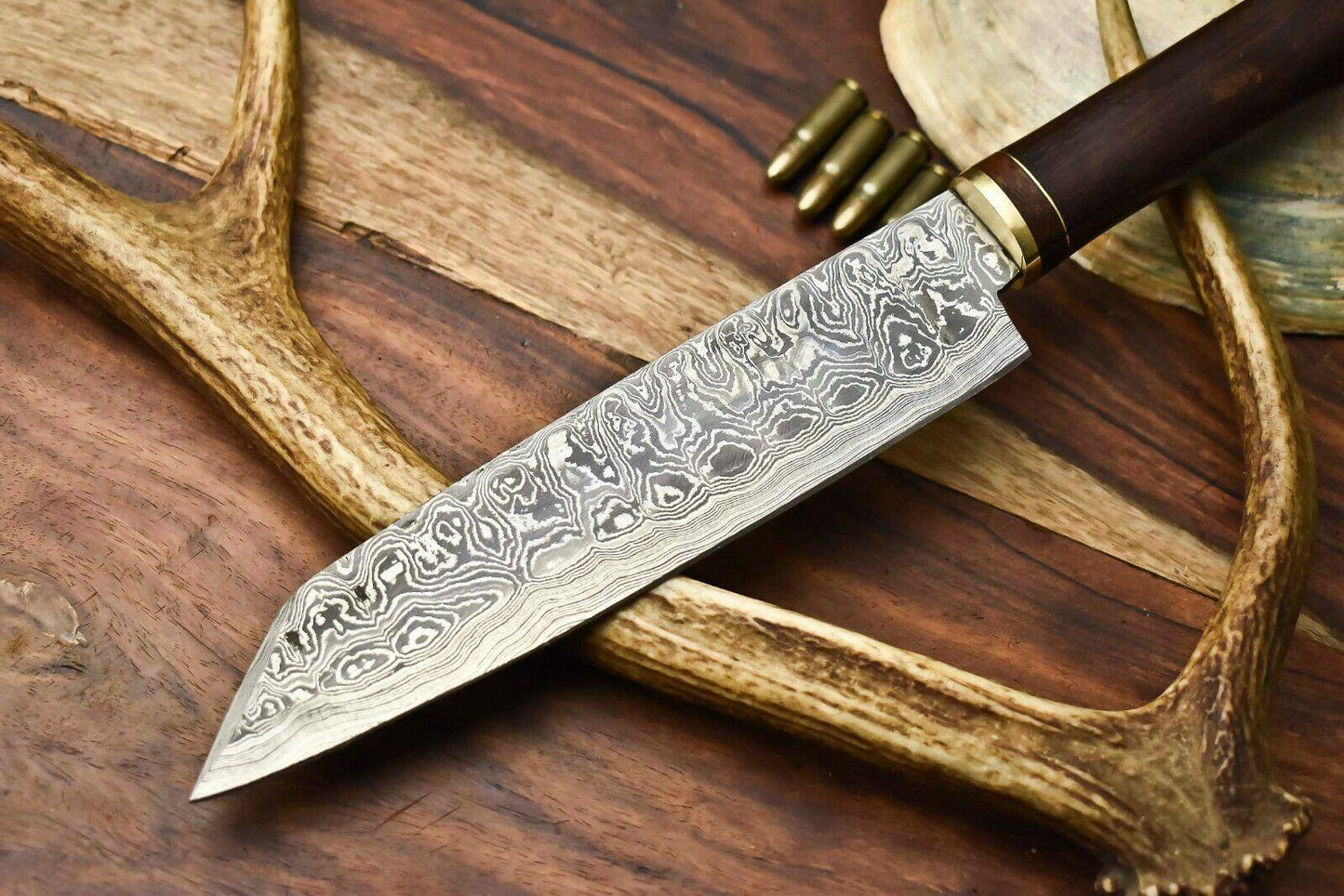 Hand Made Damascus Steel Blade Chef Knife | Hard Wood Handle