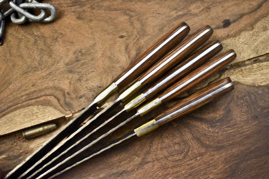 Hot Item Chef Knife Set Twist Damascus Steel with Olive Wood Handles – Lot of 5 Survival Knives