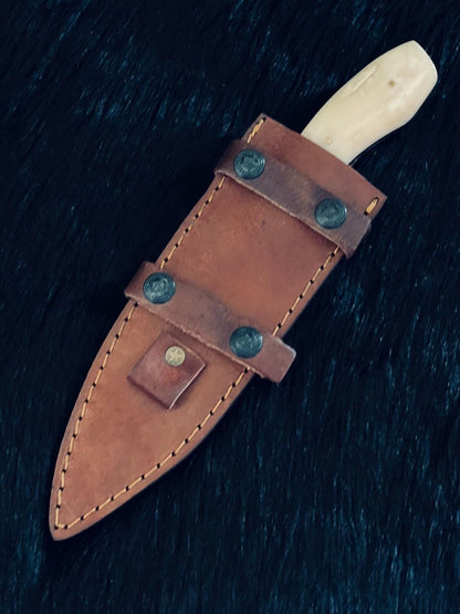 10" Bowie Knife – Raindrop Damascus Steel Blade & Camel Bone Handle